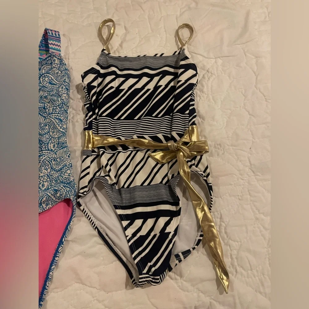 Girls Stylish Swimwear Set - Blue, Pink, Gold